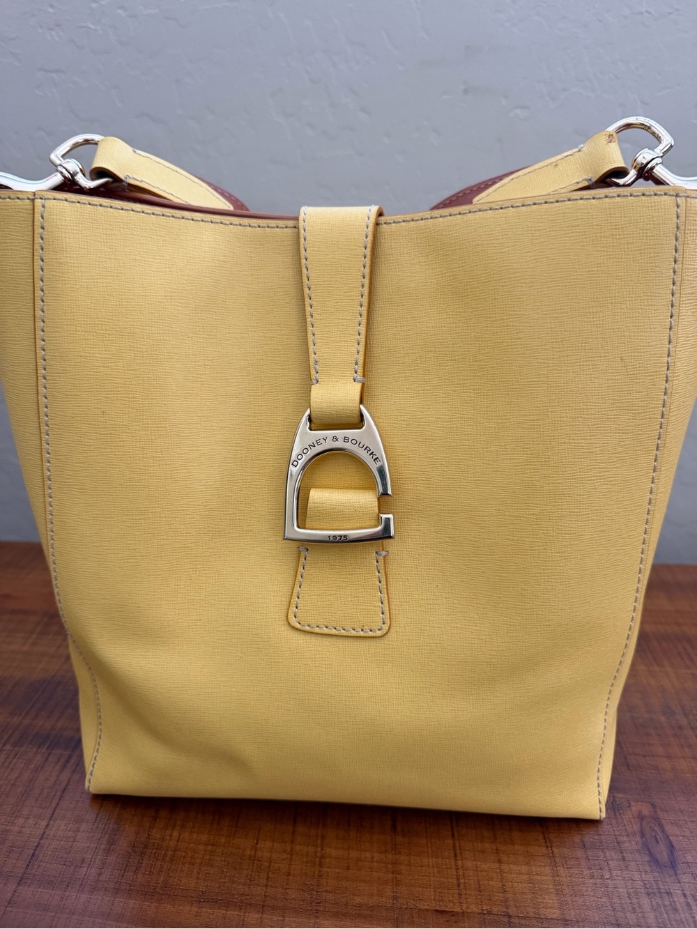 Dooney & Bourke Yellow Emerson Shoulder Bag with Bridle Buckle